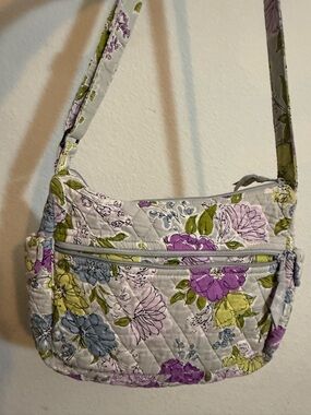 Vera Bradley Floral Shoulder Bag Purse Handbag Purple & Blue Flowers